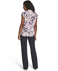 Calvin Klein Women's Printed Ruffle Detail Top