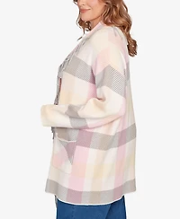 Ruby Rd. Plus Luxe Plaid Fringed Cardigan Sweater