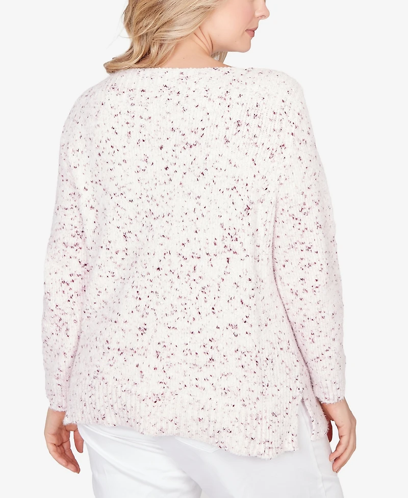 Ruby Rd. Plus Speckled Chenille Eyelash Sweater