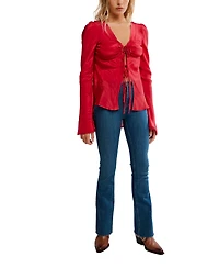 Free People Women's Bali Ariel Deep V-Neck Front Tie Top