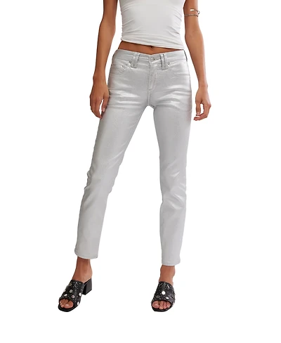Free People Women's Oracle Metallic Low-Rise Skinny Jeans