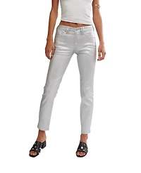 Free People Women's Oracle Metallic Low-Rise Skinny Jeans