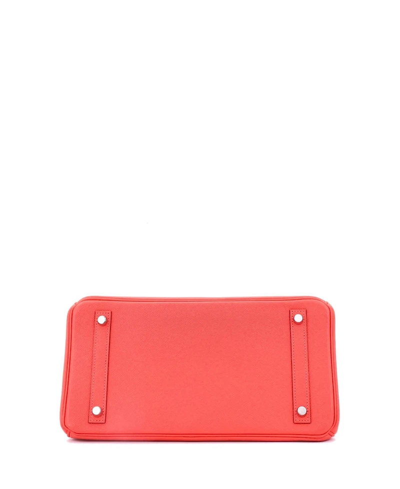 Pre-Owned Hermes Birkin Handbag Red Epsom with Palladium Hardware