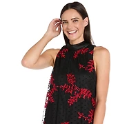 R & M Richards Women's Embroidered Sleeveless Swing Dress