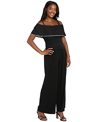 R & M Richards Women's Ruched Trim Detail Jumpsuit