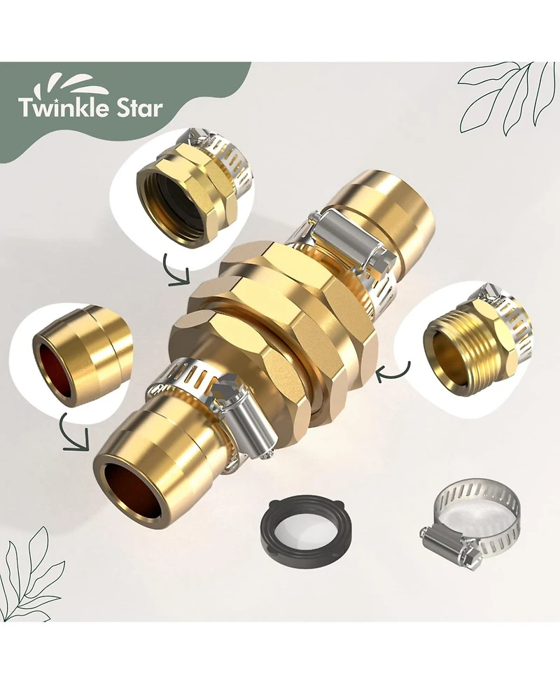 Twinkle Star Garden Hose Repair Connector Kit Male and Female 3-Pack