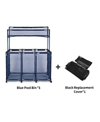Yescom Mesh Pool Storage Bin Cart Rolling Toys Bin Storage 214 Gallon Organizer Extra Large 6 Wheels with Black Cover Replacement
