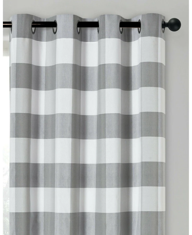 Kate Aurora Country Farmhouse Living Classic Buffalo Plaid Checkered Single Grommet Top Window Curtain Panel - 54 in. W x 84 L, Burgundy