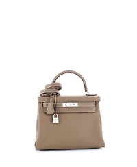 Pre-Owned Hermes Kelly 28 Handbag Grey Clemence with Palladium Hardware