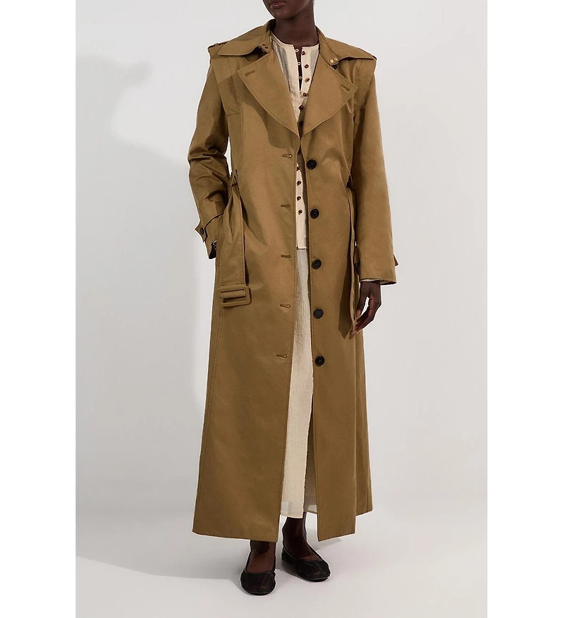 Karen Millen Women's Strong Shoulder Belted Maxi Trench Coat