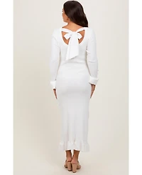 Pinkblush Black Ribbed Knit Bow Back Maternity Maxi Dress