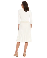 London Times Women's Mock Neck Pleated Dress