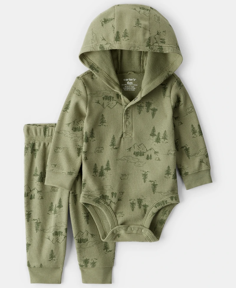 Carter's Baby Boys 2-Piece Mountain Thermal Long-Sleeve Bodysuit and Pants Set