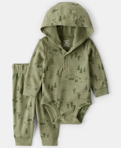 Carter's Baby Boys 2-Piece Mountain Thermal Long-Sleeve Bodysuit and Pants Set