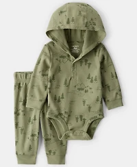 Carter's Baby Boys 2-Piece Mountain Thermal Long-Sleeve Bodysuit and Pants Set