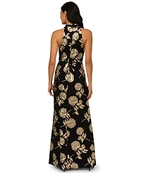 Adrianna Papell Women's Floral Print Halter Neck Dress