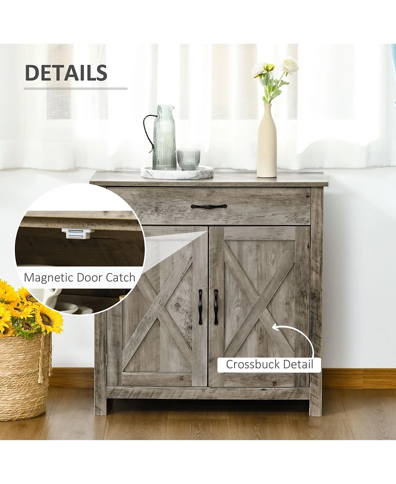 Homcom 32" Modern Farm Style Sideboard Storage Buffet Server Cabinet Organizer