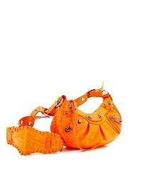 Pre-Owned Balenciaga Small Le Cagole Giant Studs Shoulder Bag Embossed Leather