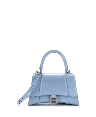 Pre-Owned Balenciaga Small Hourglass Top Handle Bag Embossed Leather