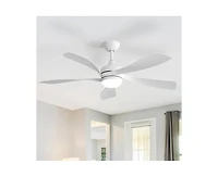 Sofucor 52-inch Modern Downrod Indoor Abs 5 Blades Led Light with Remote Control Support Six Speed Ajustable Ceiling Fan