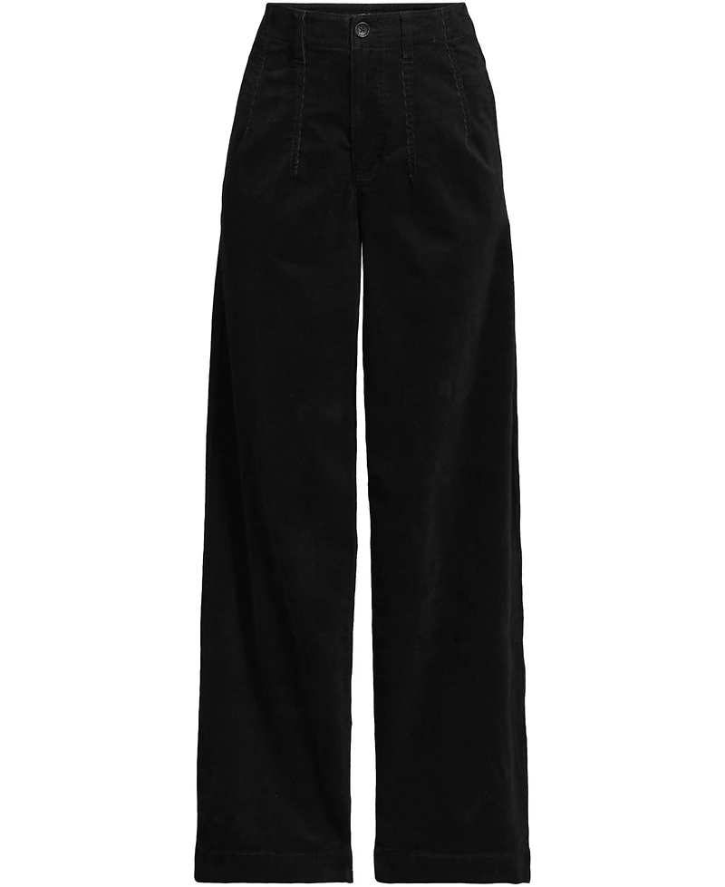 Lands' End Women's Corduroy High Rise Wide Leg Top Stitch Trousers