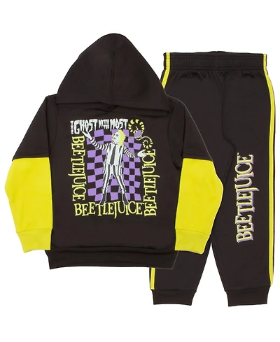 Beetlejuice Boys Warner Bros 2 Piece Fleece Hoodie and Sweatpants Set