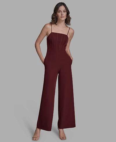 Bcbg Women's Square Neck Wide Leg Jumpsuit