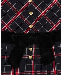 Hope & Henry Little and Big Girls' Organic Stretch Poplin Peter Pan Collar Dress with Velveteen