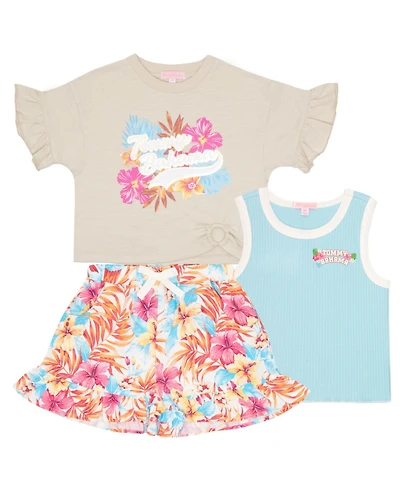 Tommy Bahama Girls 3 Piece Grpahic T-Shirt, Tank Top and Shorts Summer Set