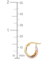 Macy's Small Oval Triple Crossover Tube Hoop Earrings in 10K Yellow, White and Rose Gold