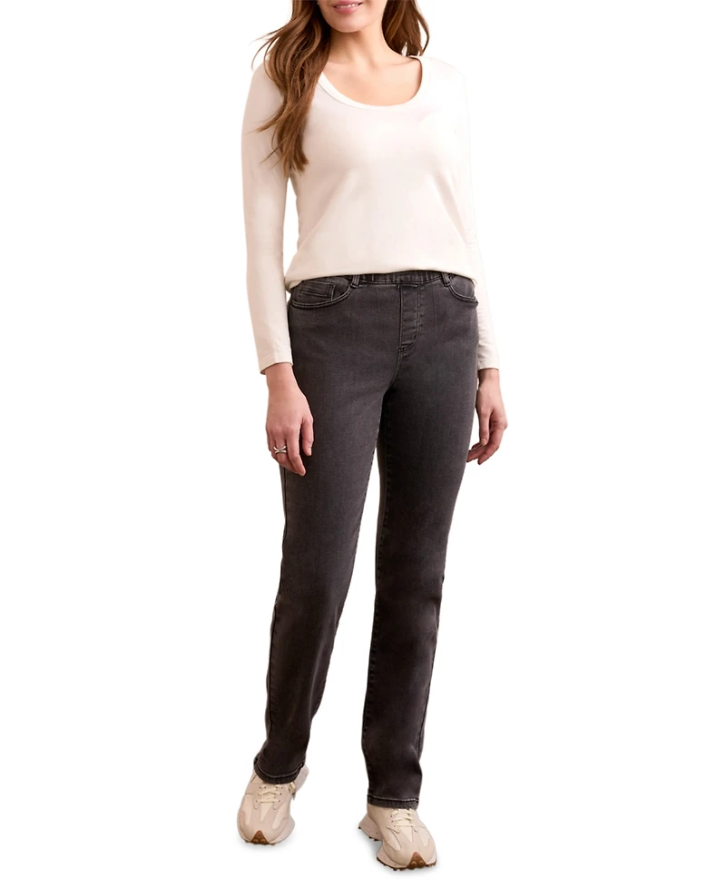 Tribal Women's Sophia Curvy Boundless Stretch Denim Pull-On Straight Leg Jeans