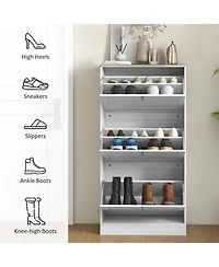 Homcom Modern Shoe Cabinet with 3 Flip Drawers for 18 Pairs,