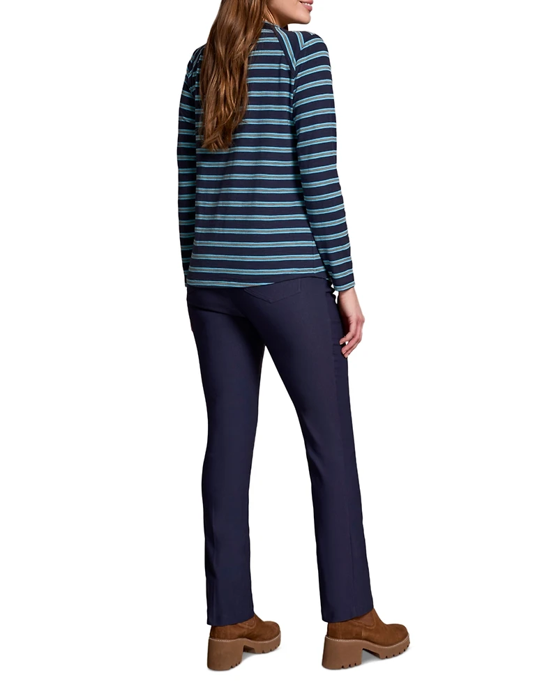 Tribal Women's Stripe Slub Knit Crew Neck Top
