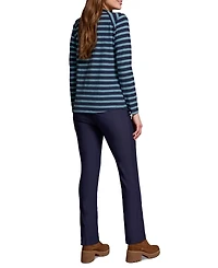 Tribal Women's Stripe Slub Knit Crew Neck Top