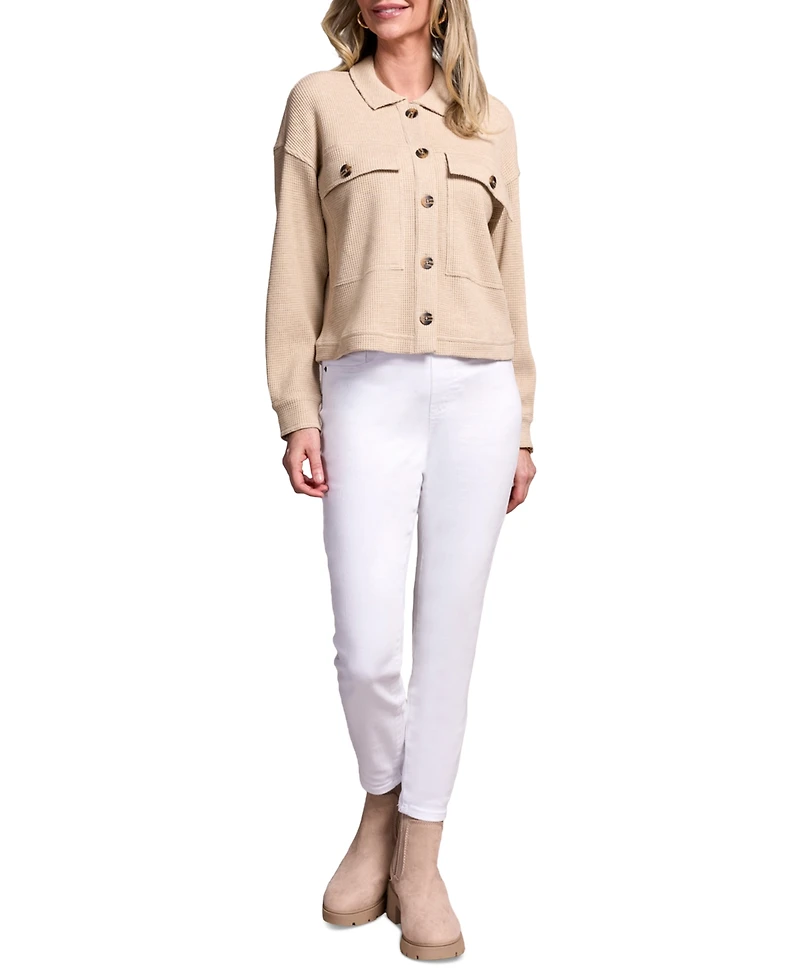 Tribal Women's Brushed Waffle Knit Crew Neck Jacket