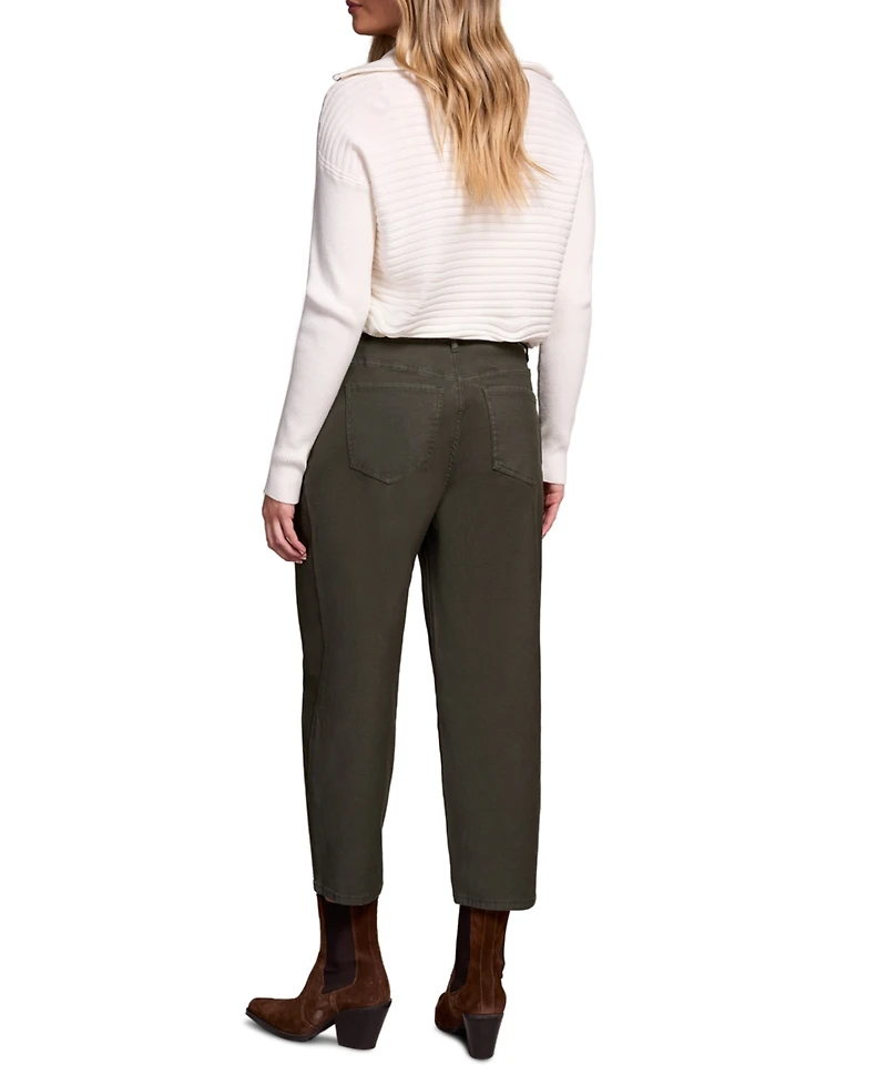 Tribal Women's Audrey Mid Rise Girlfriend Barrel Crop Jeans