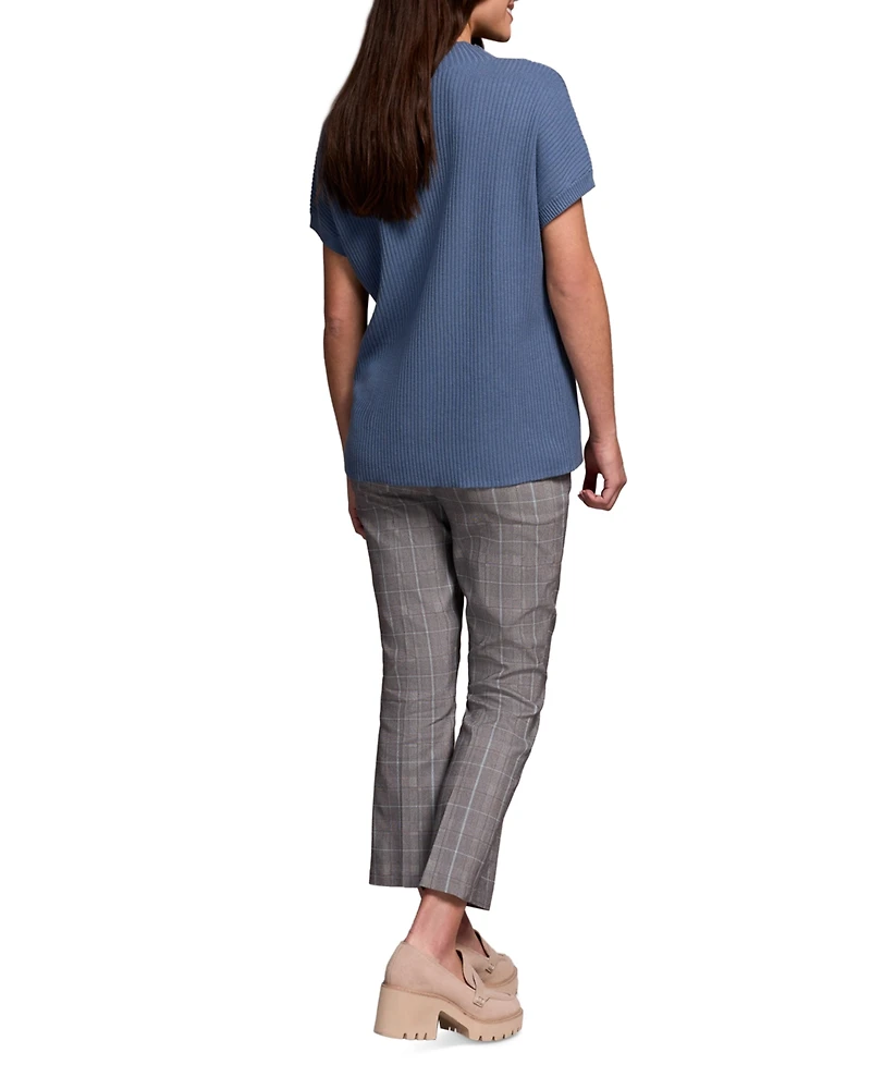 Tribal Women's Cotton Mock Neck Cap Short Sleeve Top