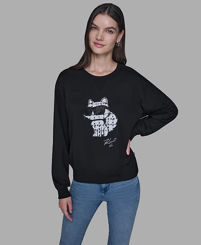 Karl Lagerfeld Paris Women's Emoji Choupette Detail Sweater