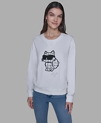 Karl Lagerfeld Paris Women's Emoji Choupette Detail Sweater
