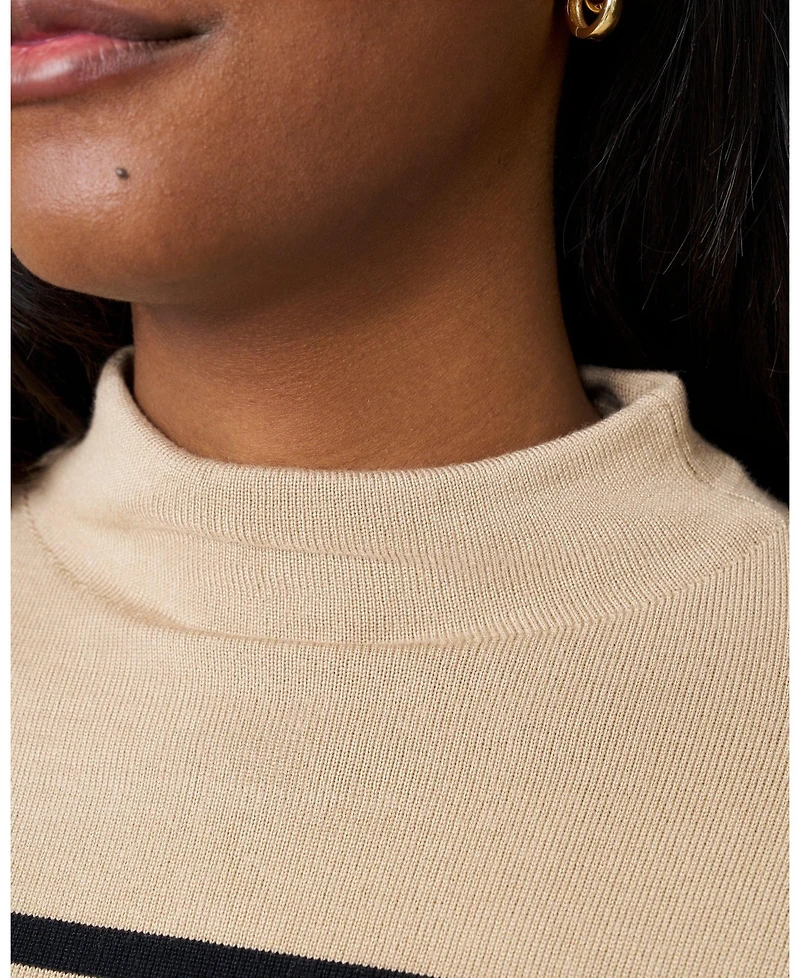 Cable & Gauge Women's Funnel Neck Stripe Sweater & Wide Leg Pant Set