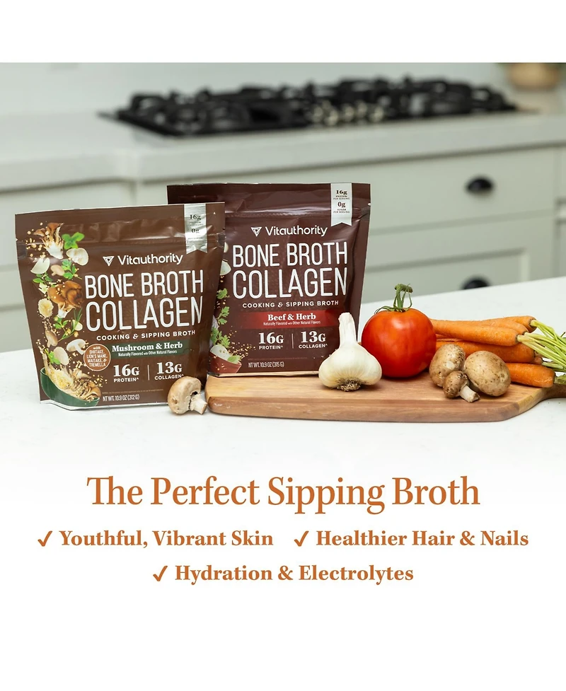 Vitauthority Us Vita Bone Broth Collagen Beef & Herb 310g Pouch (15 srv)
