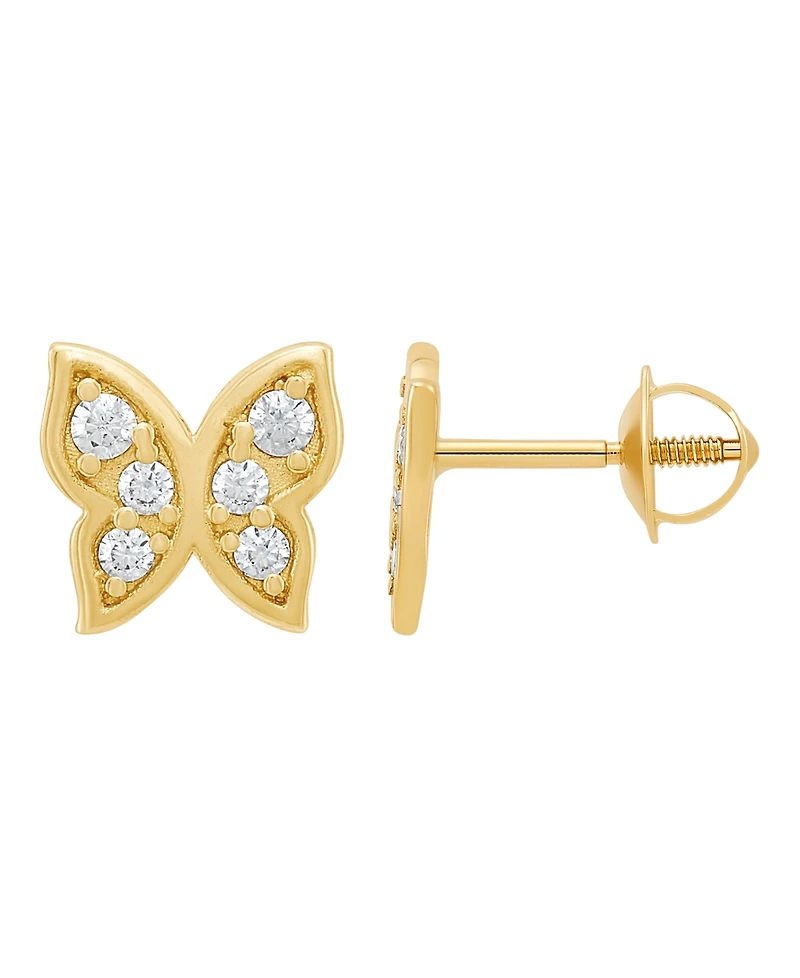 Macy's Children's White Cubic Zirconia Butterfly Earrings in 14K Yellow Gold