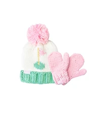Bits & Bows Girls Pink Golf Flag Bobble Hat