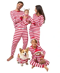 Leveret Dog Cotton Pajamas, Striped Red and White, Matching Family Christmas Pajamas