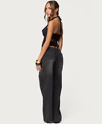 Edikted Women's Aliyah Zip Low Rise Jeans