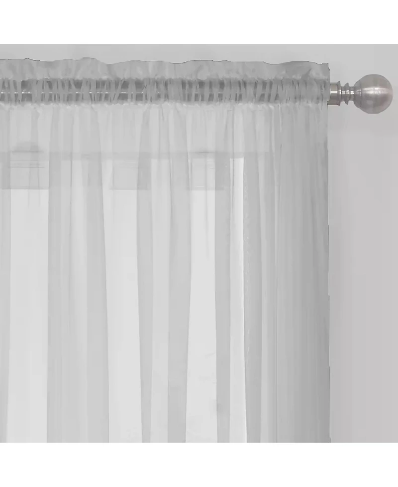 Kate Aurora Essential 1 Piece Silver Gray Sheer Voile Rod Pocket Window Curtain Panel
