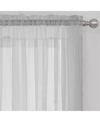 Kate Aurora Essential 1 Piece Silver Gray Sheer Voile Rod Pocket Window Curtain Panel