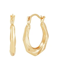 Macy's Polished Texture Hoop Earrings in 14K Yellow Gold