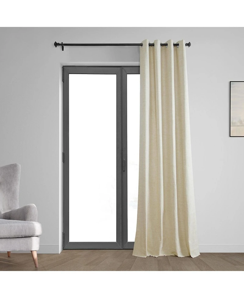 Half Price Drapes Natural Light Beige Grommet Thermal Cross Linen Weave Blackout Curtain
