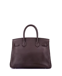 Pre-Owned Hermes Birkin Handbag Brown Epsom with Palladium Hardware